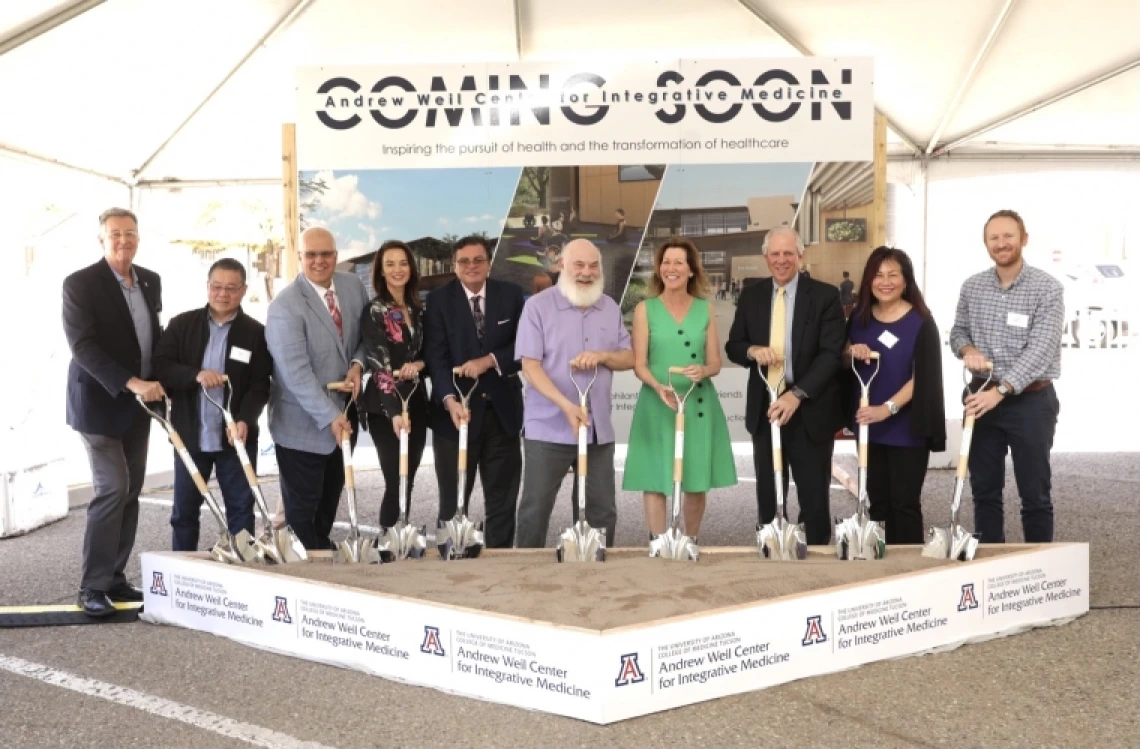 Construction will begin in May on a new home for the university's Andrew Weil Center for Integrative Medicine. A ceremonial groundbreaking was held March 16, 2022. Construction will begin in May on a new home for the university's Andrew Weil Center for Integrative Medicine. A ceremonial groundbreaking was held March 16, 2022.